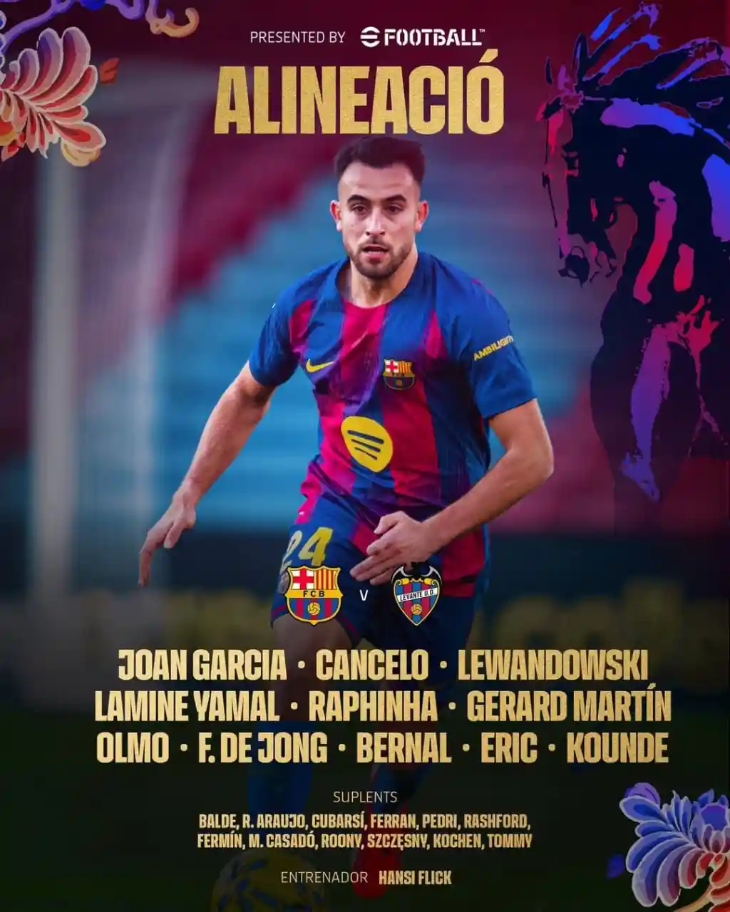 خلاصه بازی بارسلونا مقابل لوانته لالیگا امروز یکشنبه ۳ اسفند ۱۴۰۴ 1 تغییرات کلیدی در خط میانی و حمله بارسلونا