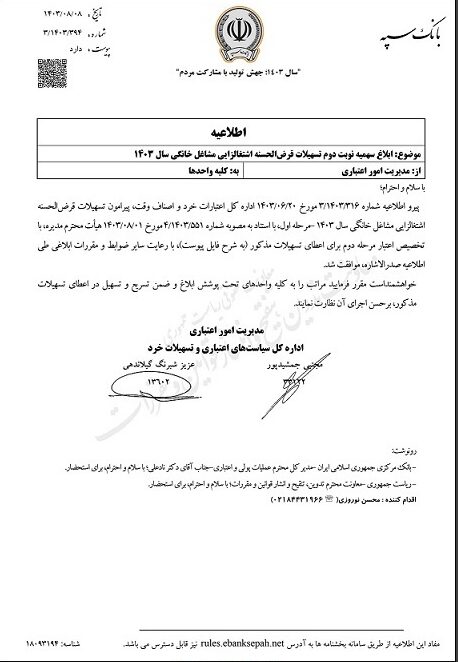 تسهیلات اشتغالزایی مشاغل خانگی 1403