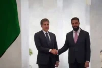 دیدار نچیروان بارزانی رئیس اقلیم کردستان عراق و احمد الشرع در دمشق